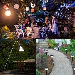 ornamentacion de jardines con faros